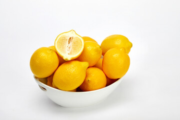 White background and fresh lemon.