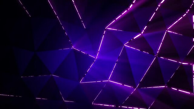 Loopable abstract digital technology background made of particles and small animated arrow. 3d render with depth of field
