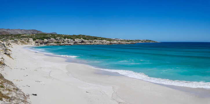 Coastal view towards Klipgat Cave in the Walker Bay Nature Reserve, Die Kelders. Overberg, Western Cape. South Africa