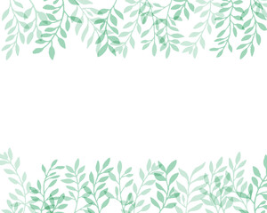 手描きタッチのシンプル草木フレーム　Set hand drawn white isolated background. Botanical illustration. Decorative Botanical picture.