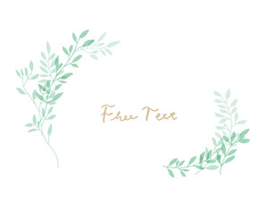 手描きタッチのシンプル草木フレーム　Set hand drawn white isolated background. Botanical illustration. Decorative Botanical picture.