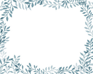 Fototapeta na wymiar 手描きタッチのシンプル草木フレーム　Set hand drawn white isolated background. Botanical illustration. Decorative Botanical picture.