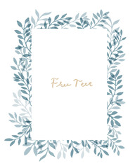 手描きタッチのシンプル草木フレーム　Set hand drawn white isolated background. Botanical illustration. Decorative Botanical picture.