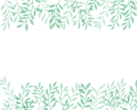 手描きタッチのシンプル草木フレーム Set hand drawn white isolated background. Botanical illustration. Decorative Botanical picture. © necomammma