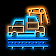 car manufacturing neon light sign vector. Glowing bright icon car manufacturing sign. transparent symbol illustration