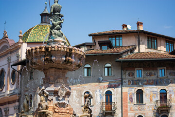 the fountain of Neptune in Piazza Duomo in Trento