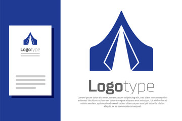 Blue Tourist tent icon isolated on white background. Camping symbol. Logo design template element. Vector Illustration