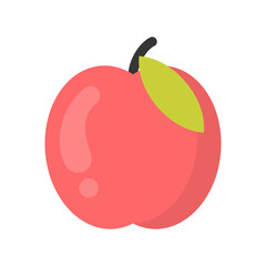 Cute peach fruit, isolated colorful vector icon. Bright single fruit illustration