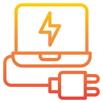 orange laptop charging icon clip art preview