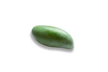 Green mango on white background. Organic tropical fresh fruit.