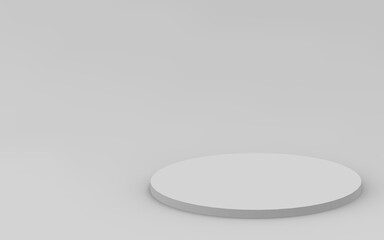 3d gray white cylinder podium minimal studio background. Abstract 3d geometric shape object illustration render.