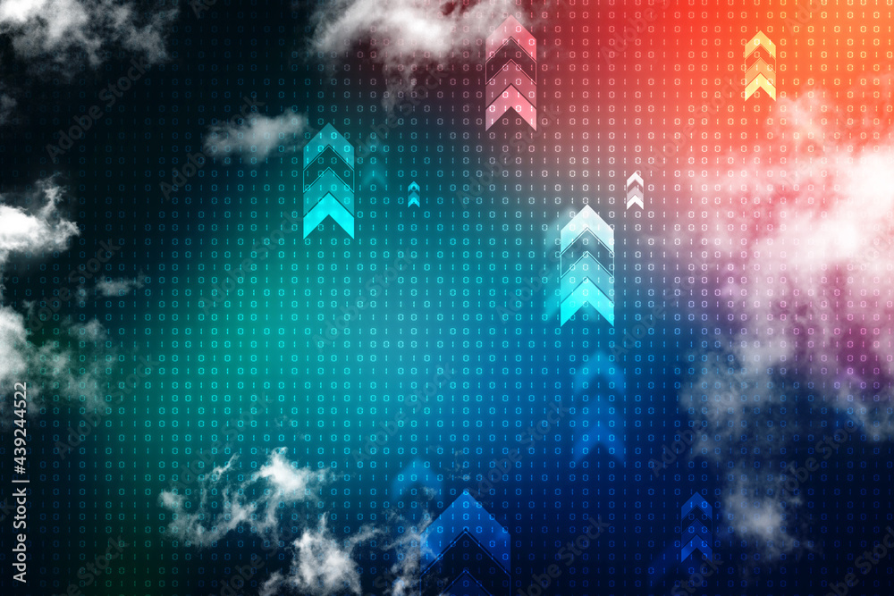 Poster cloud network in abstract technology background. cloud networking concept