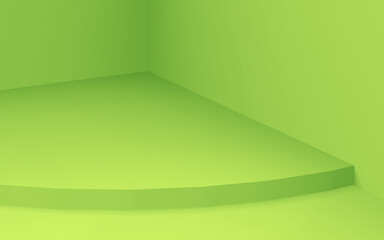 Abstract 3d green color cylinder podium minimal studio background.