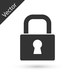 Grey Lock icon isolated on white background. Padlock sign. Security, safety, protection, privacy concept. Vector