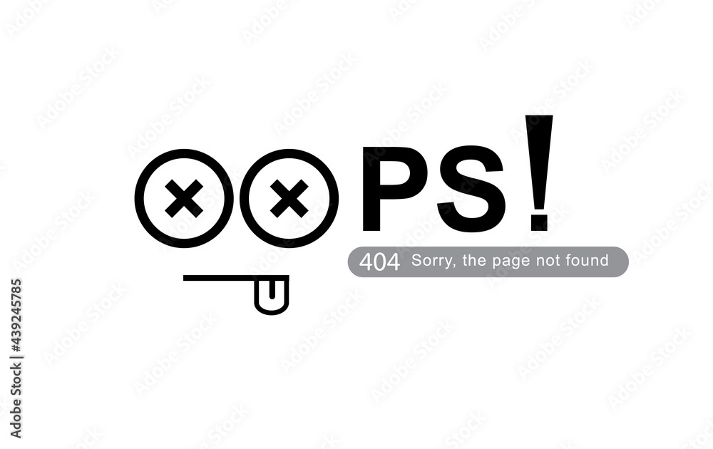 Wall mural modern minimal not found error icon oops page not found. 404 error the page not found with concept c