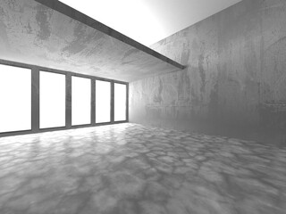 Dark Concrete Wall Architecture. Empty Room