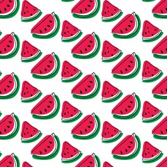 vector pattern of quarter watermelon in doodle style