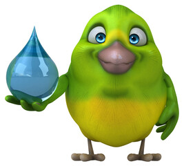 Fun green bird - 3D Illustration
