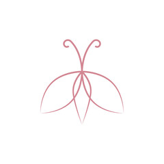 Beauty Flying Butterfly Logo with simple minimalist line art monoline style