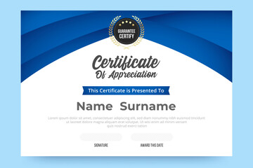 Obraz premium Gradient Certificate of appreciation Template. Blue and white gradient color design.