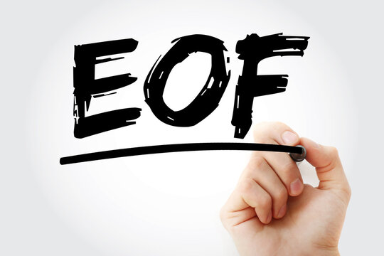 EOF - End Of File acronym with marker, technology concept background
