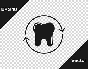 Black Tooth whitening concept icon isolated on transparent background. Tooth symbol for dentistry clinic or dentist medical center. Vector
