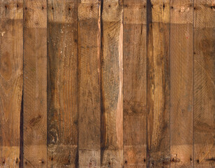 Old barn wood background texture. Vintage weathered rough planks with rusty nails.