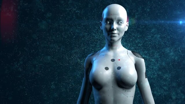 artificial intelligence portrait of female robot sci-fi woman animation of digital world of the future neural networks