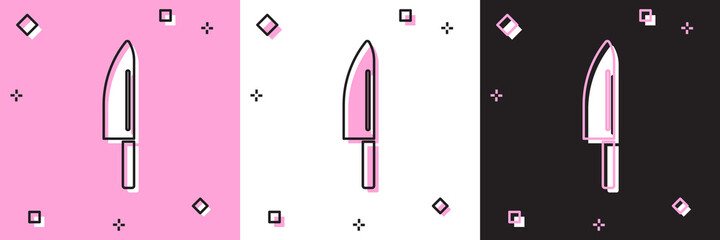 Set Knife icon isolated on pink and white, black background. Cutlery symbol. Vector