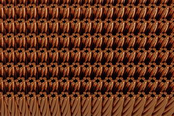 3d illustration of a   сopper metal, copper rods. A row of copper wire