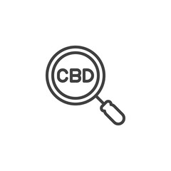 CBD cannabidiol research line icon