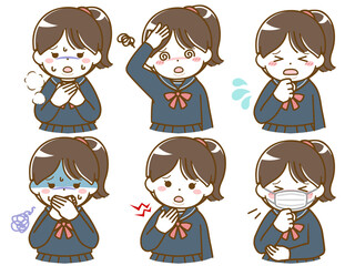 具合の悪い太った女子学生