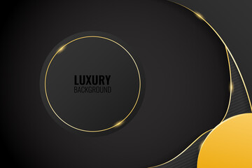 modern black luxury background with shiny golden line vector illustration