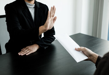 Corruption. The businessman denies the money proposed by his partner to bribe the concept of bribery and corruption