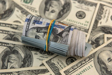business background with us dollar bills, financial concept