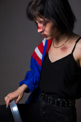 Females Violence Ideas. Depressed and Down Caucasian Female as a Victim of Domestic Violence and...