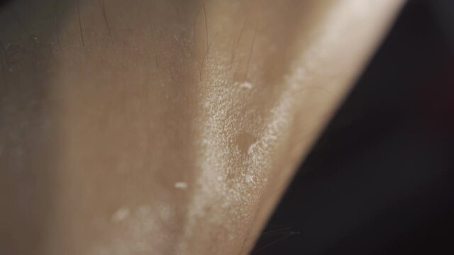 Close-up sweat on men arm skin