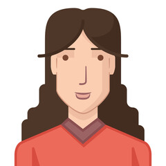Avatar of a young woman, flat style. Illustration of a young woman drawn in flat style.