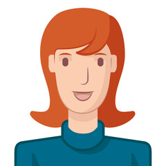 Young woman avatar, flat style. Illustration of a young woman drawn in flat style.