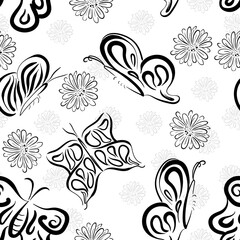 21052201 seamless butterfly and flower pattern design