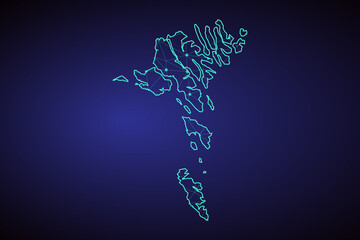 Map of faroe Islands. Wire frame 3D mesh polygonal network line, design sphere, dot and structure. communications map of faroe Islands.
