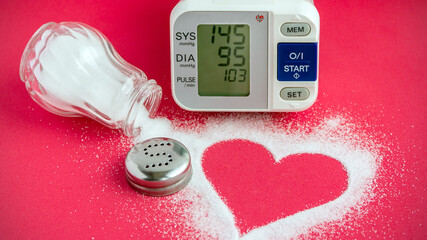 salt causes high blood pressure and cardiovascular disease, hypertension - obrazy, fototapety, plakaty