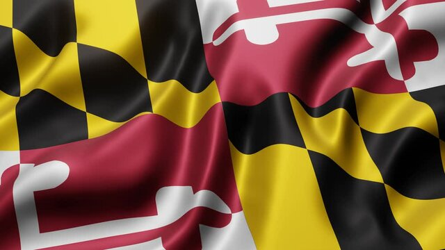 3d rendering of a Maryland US State flag waving in a looping motion