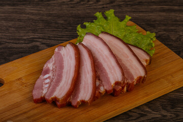 Tasty smoked pork brisket slice