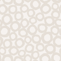 Abstract Subtle Seamless Background with ivory off white gray shapes, Vector Repeating Pattern with Round paper cut shapes, Bubbles Simple Hand Drawn Texture . Ilustration for wallpaper, fabric.