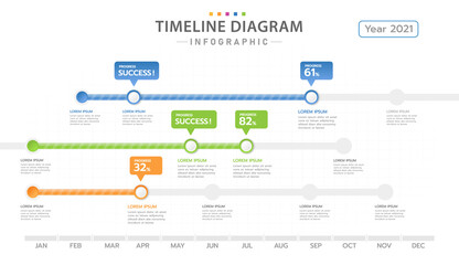 Fototapeta na wymiar Infographic template for business. 12 Months modern Timeline diagram with project planner, presentation vector infographic.