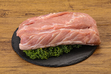 Raw pork loin for cooking