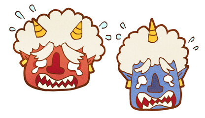 赤鬼と青鬼の泣き顔イラスト