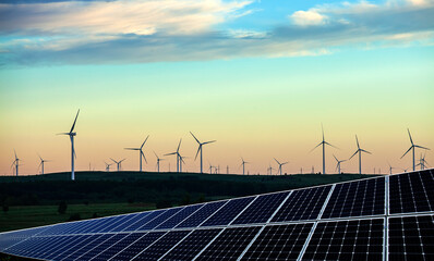 Solar photovoltaic panels and wind turbines