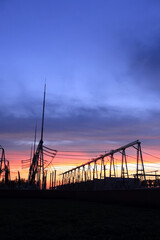 Fototapeta premium substations and high-voltage pylons in the evening